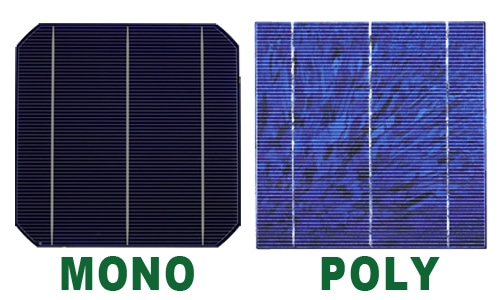 Polikristalline Solarzelle im Vergleich zu Monokristalliner