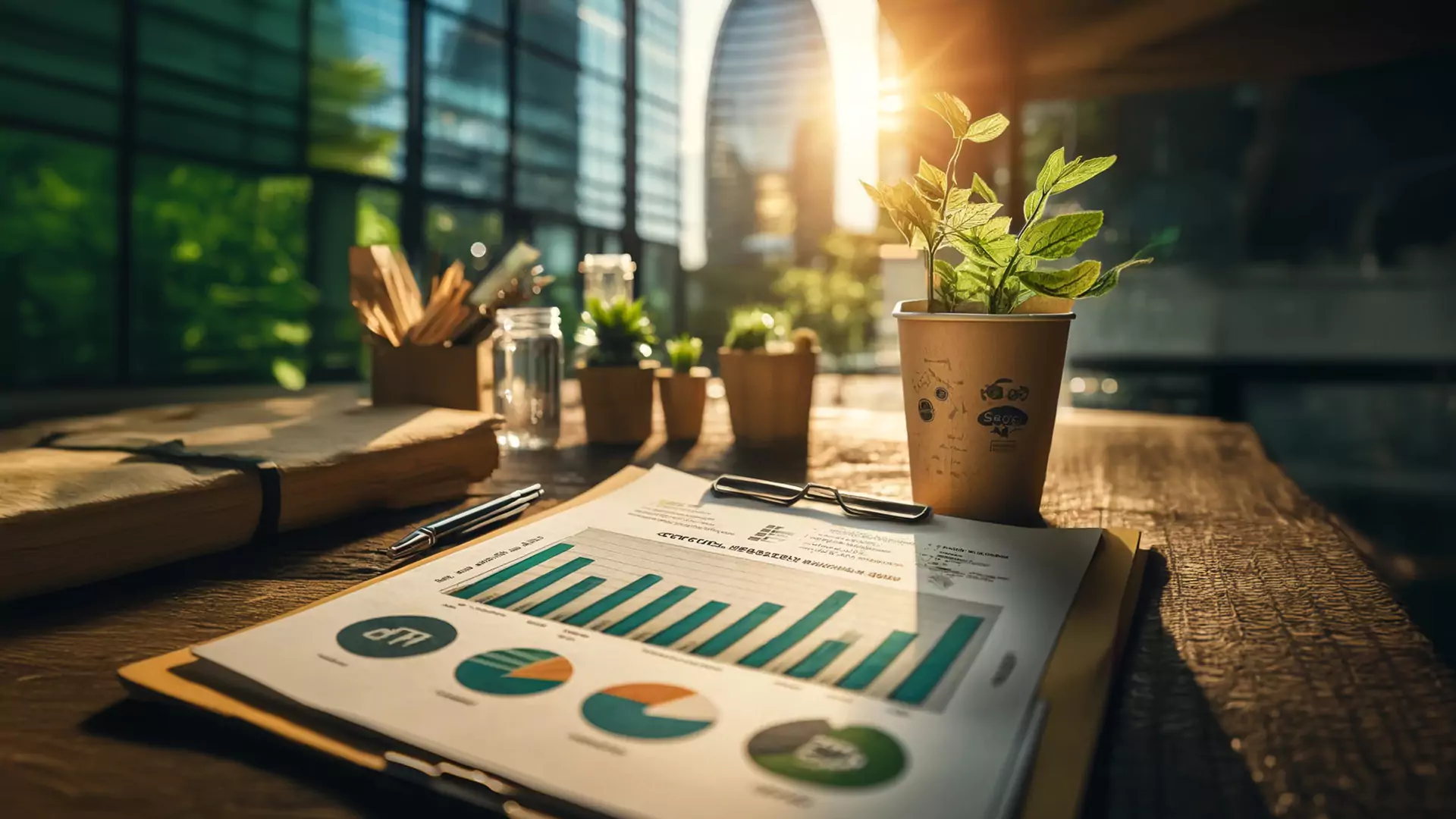 nachhaltige investmentstrategien in der planung in büro