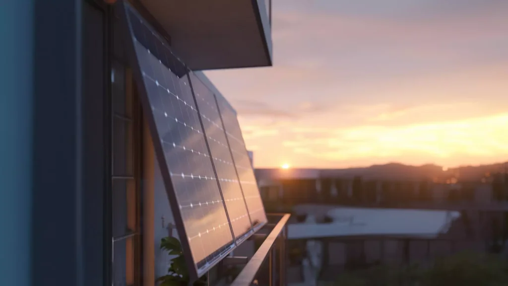 Balkonkraftwerk in der Sonne auf einem Balkon