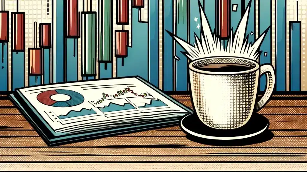 Tasse und Zeitung Comic