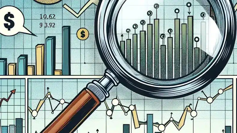 Lupe mit Investment Graphen Comic