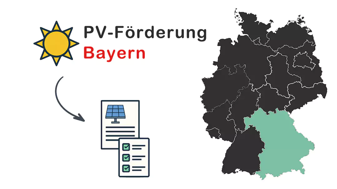 Grafik PV Förderung Bayern mit Sonne und Guide