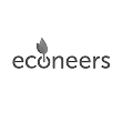 Das Bild zeigt das Wort econeers in Kleinbuchstaben. Das erste o ist als Power-Button mit einem sprießenden Blatt gestaltet und symbolisiert Umweltfreundlichkeit, Nachhaltigkeit und den Fokus auf erneuerbare Energien.