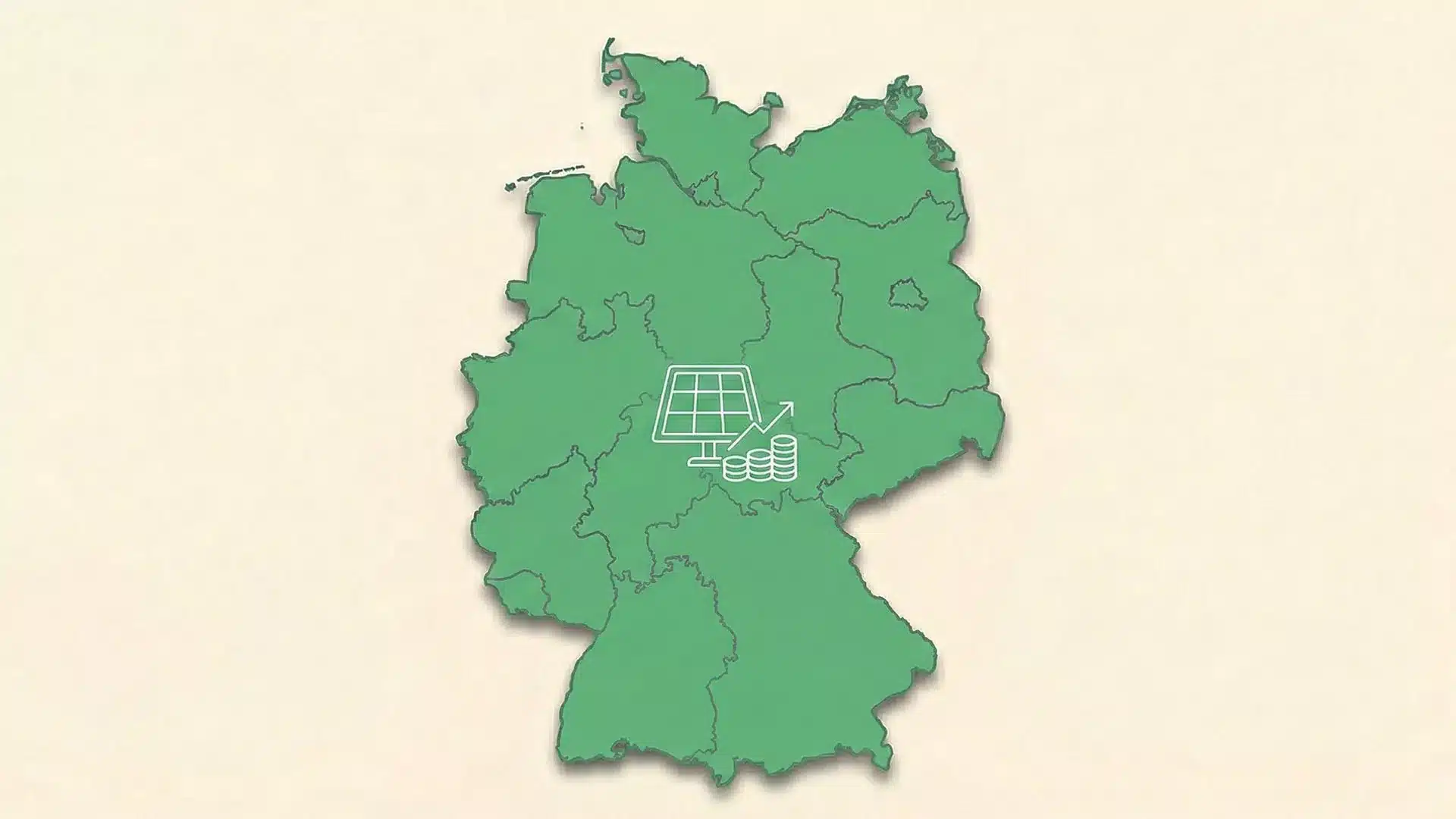 Deutschland Karte in Grün um das Thema der PV Förderung in Deutschland zu thematisieren
