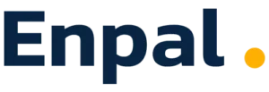 Das Enpal-Logo zeigt das Wort Enpal in fetten, dunkelblauen Buchstaben mit einem gelben Punkt am Ende, der Klarheit und Innovation widerspiegelt - perfekt für alle, die eine Solaranlage berechnen oder eine PV-Anlage planen wollen.