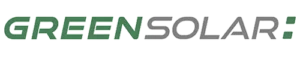Logo mit dem Schriftzug GREEN SOLAR! in Großbuchstaben, wobei GREEN in grün und SOLAR! in grau gehalten ist. Die Schrift ist modern und kursiv.