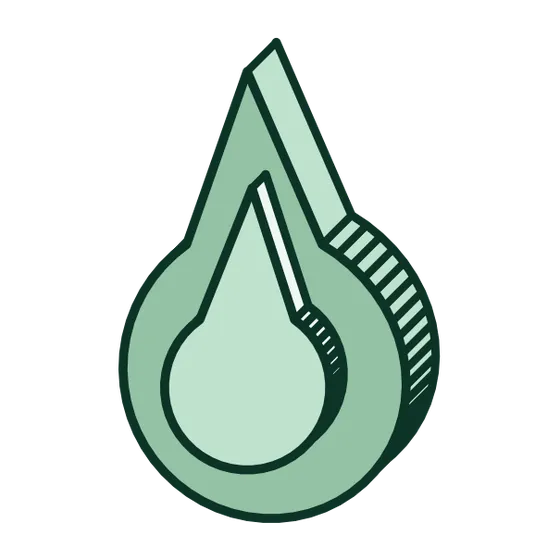 Ein grünes, stilisiertes, tropfenförmiges Symbol mit einem runden Mittelpunkt und einer spitzen Oberseite, umrandet von dunkelgrünen Linien auf hellem Hintergrund, das für Bioenergie steht und die Trends im Bereich der nachhaltigen Energie für das Jahr 2026 verkörpert.