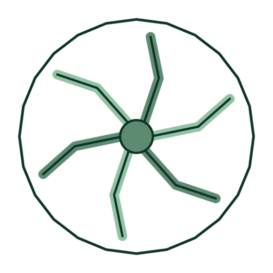 Eine einfache Zeichnung einer grünen Spinne mit sechs Beinen in einem dunkelgrünen Kreis auf hellgrauem Hintergrund, die den Innovationsgeist von Bioenergie im Jahr 2026 symbolisiert.