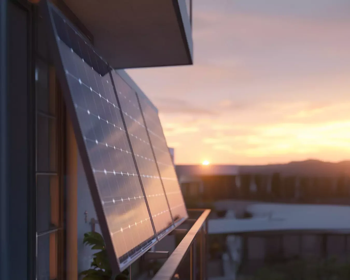 Balkonkraftwerk in der Sonne auf einem Balkon